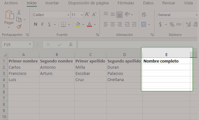 Ejemplos de unir textos en Excel
