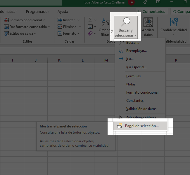 Panel de selección en Excel, una forma para borrar los checkbox de una hoja de Excel