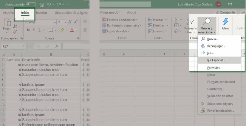 Seleccionar filas en blanco en Excel - Parte 1